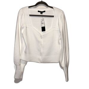 French Connection winter white cardigan sweater Size M NWT